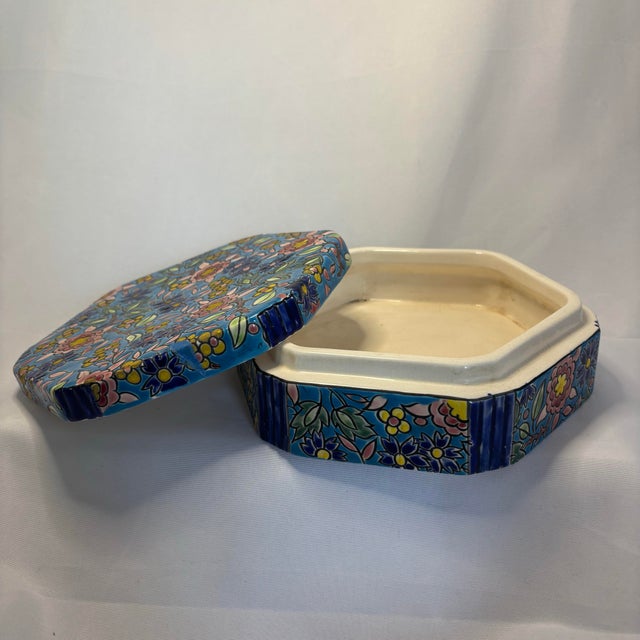 Longwy Early 20th Century French Longwy Art Nouveau Ceramic Bonbonnière For Sale - Image 4 of 5