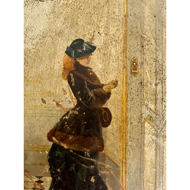 Brown Antique French 19th Century Artist Palette Painting After Edouard Bisson For Sale - Image 8 of 13