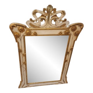 1950s French Painted Wood Mirror For Sale