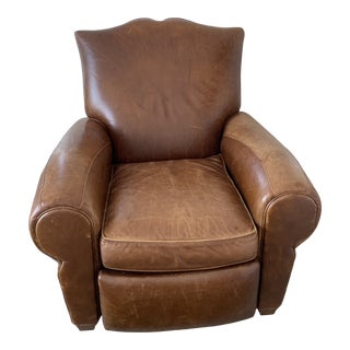 Restoration Hardware Leather Armchair Recliner For Sale