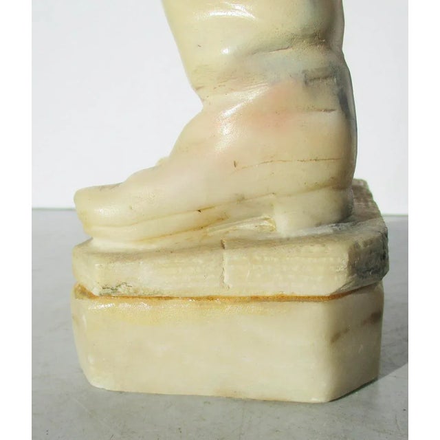 Alabaster 1920s Art Deco Alabaster Boy Sculpture For Sale - Image 8 of 13