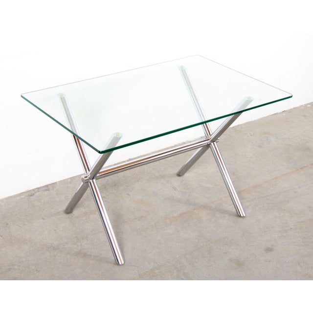 Mid Century Modern Chrome & Glass X Base Side / Occasional Table Chairish
