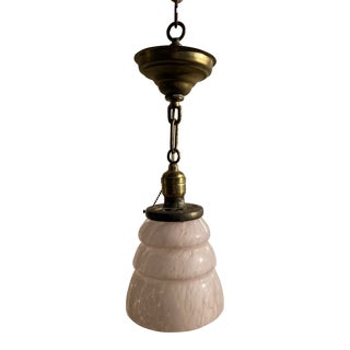 Vintage Brass Fixture With Murano Art Glass Shade For Sale