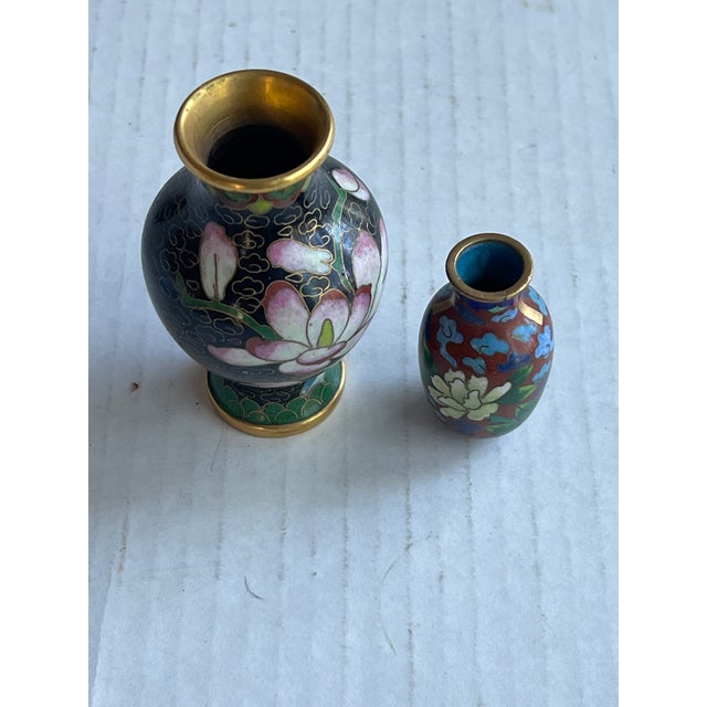Chinoiserie Miniature Cloisonné Vases For Sale - Image 3 of 4