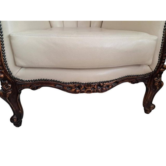 Vintage Baroque Louis XV Buttoned Leather Chesterfield Armchair, 1980s For Sale - Image 16 of 18