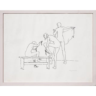William Anzalone Black and White Abstract Figurative Drawing of Nude Female, 20th Century For Sale