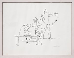 William Anzalone Black and White Abstract Figurative Drawing of Nude Female, 20th Century