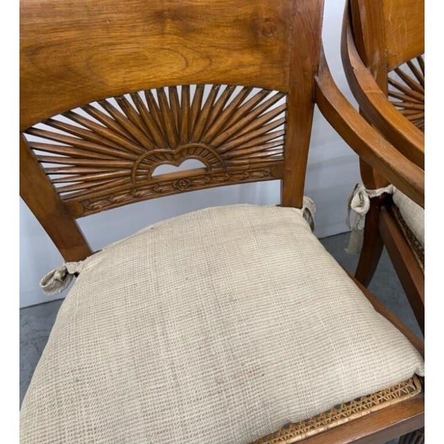 Pair Anglo-Indian British Colonial Cane Armchairs From the General Hospital Set For Sale - Image 4 of 7