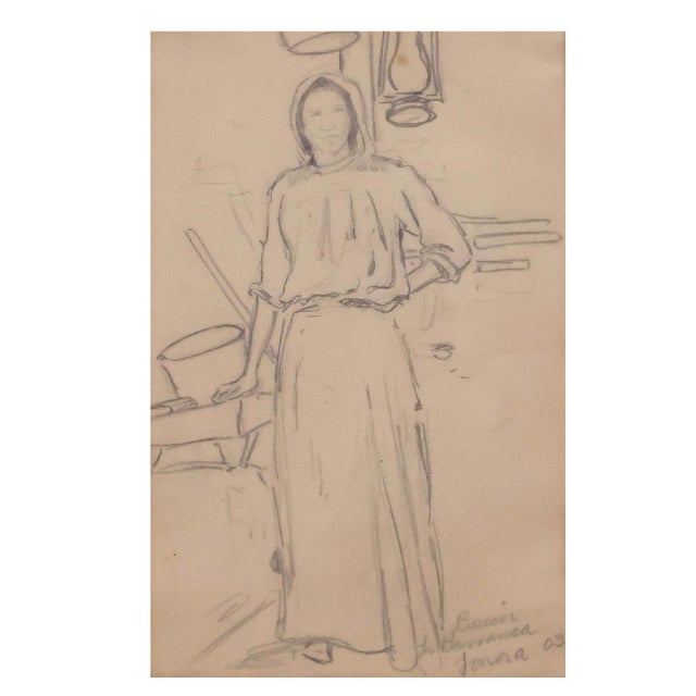 Edward Borein Edward Borein “La Bassanca Sonora” Original Signed Western Graphite Drawing For Sale - Image 4 of 7