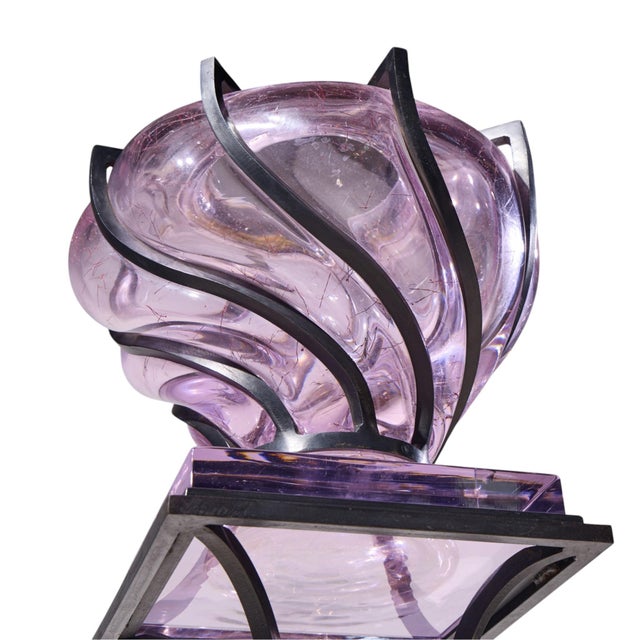 André Dubreuil for Daum Monumental Chantilly Vase and Pedestal For Sale In Chicago - Image 6 of 10