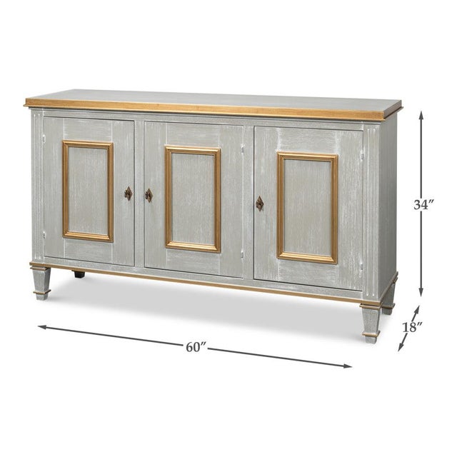 Louis XVI Buffet in Gray and Gold, 60 Inches For Sale - Image 12 of 12