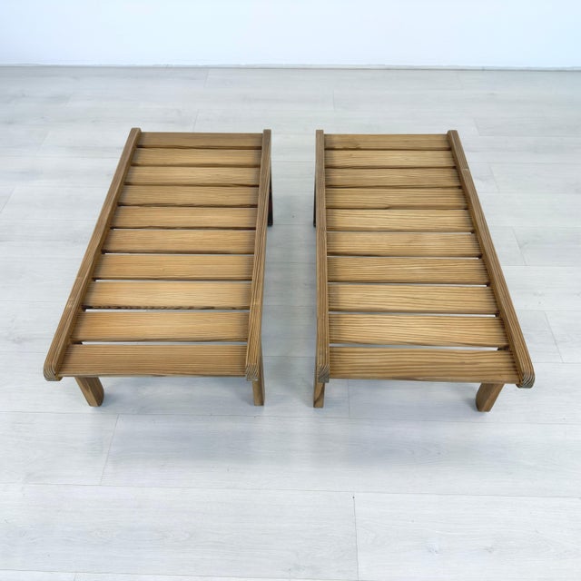 Dimensions: H 12.5” x W 37.3” x D 18” Pair of Vintage Danish pine benches designed by Bernt Petersen in the 1960s with...