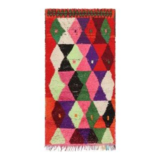 Vintage Moroccan Runner Rug With Polychromatic Diamond Patterns | Rug & Kilim For Sale