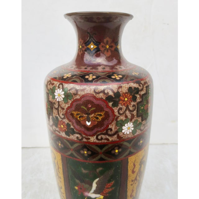 Japanese Meiji Period Cloisonne Dragon & Phoenix Vase Circa 1880 For Sale - Image 9 of 13