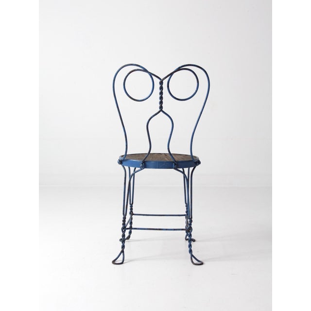 Early 20th Century Early 20th Century Blue Ice Cream Parlor Chair For Sale - Image 5 of 9