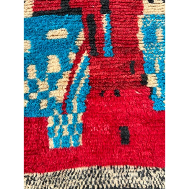 Moroccan Artist Modern Red Abstract Moroccan Berber Runner Wool Rug For Sale - Image 4 of 7