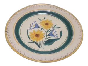 Stangl Garden Flower Chop Plate & Wire Plate Hanger