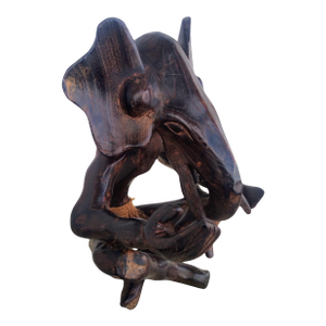 Hand Carved Wood Elephant Sculpture