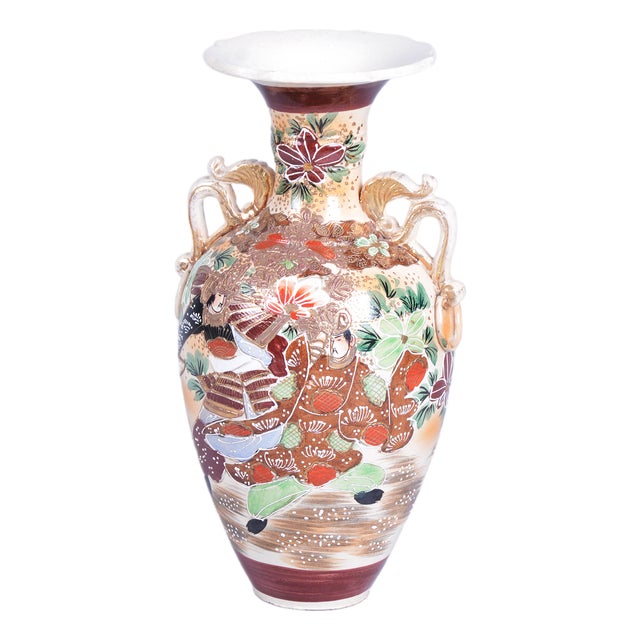 Art Deco Vase in Moriage Technique Glazed Ceramics, Japan, 1910s For Sale