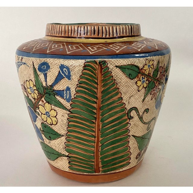 Ceramic Tlaquepaque Petatillo Vase Antique Mexican Pottery For Sale - Image 7 of 11