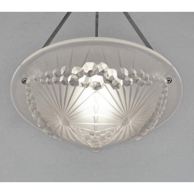 Silver 1930s French Art Deco Pendant Light by Charles Schneider & Andre Neut - 2 Available For Sale - Image 8 of 12