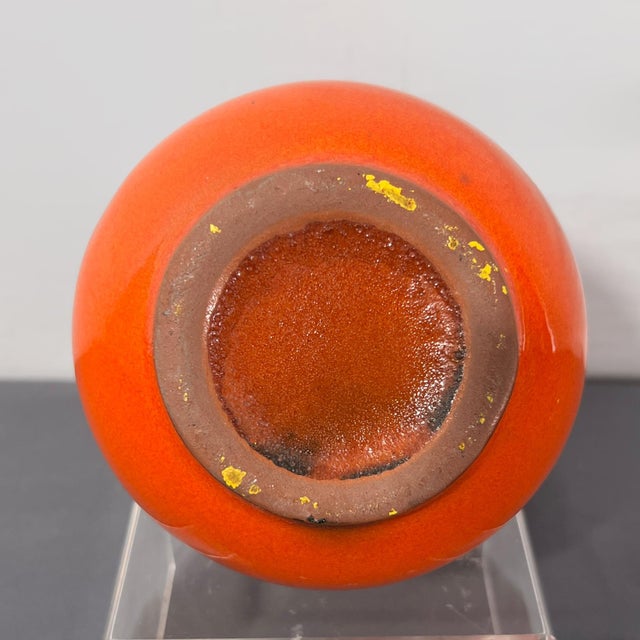Orange 1960s West German Orange & Black Fat Lava Ceramic Ewer Vase - Attributed to Roth Keramik For Sale - Image 8 of 8