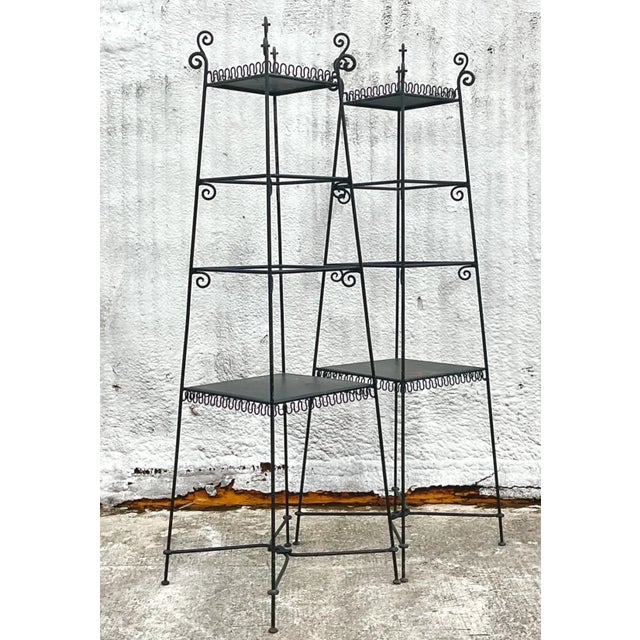 Vintage Scrollwork Metal Etagere - A Pair For Sale In West Palm - Image 6 of 12