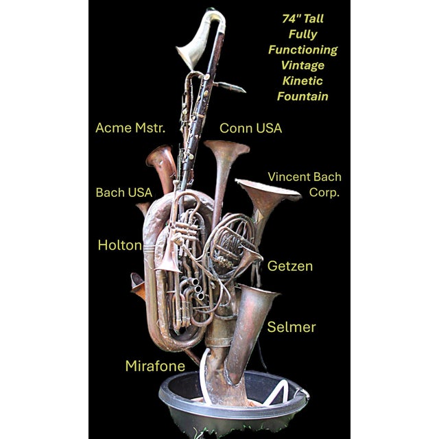 Overview: Presenting a monumental, one-of-a-kind 6-foot+ outdoor musical instrument assemblage fountain. This striking...