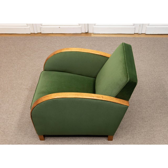 Vintage Lounge Chair in Green Velvet, Sweden, 1930s For Sale - Image 11 of 13