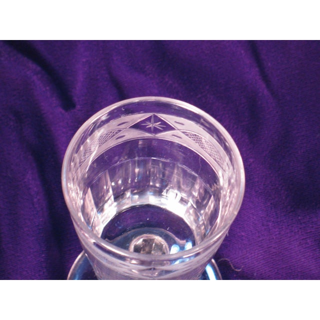 Glass Clear Wine or Rummer Glass Early 19th C. Irish, Engraved Star & Hatch Pattern, Cork Glass Co. For Sale - Image 7 of 9