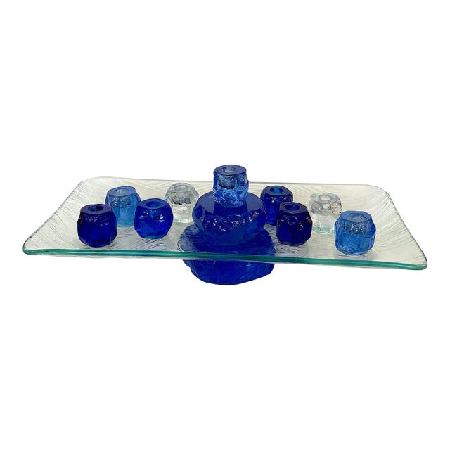 Vintage Art Glass Menorah For Sale