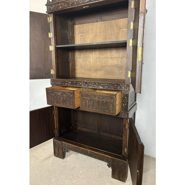 Gothic Revival Oak Cabinet, Early 20th Century For Sale - Image 11 of 15