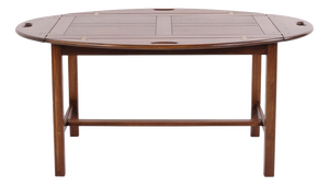 Large Butler Coffee Table in Polished Mahogany with Brass Fittings, 1940