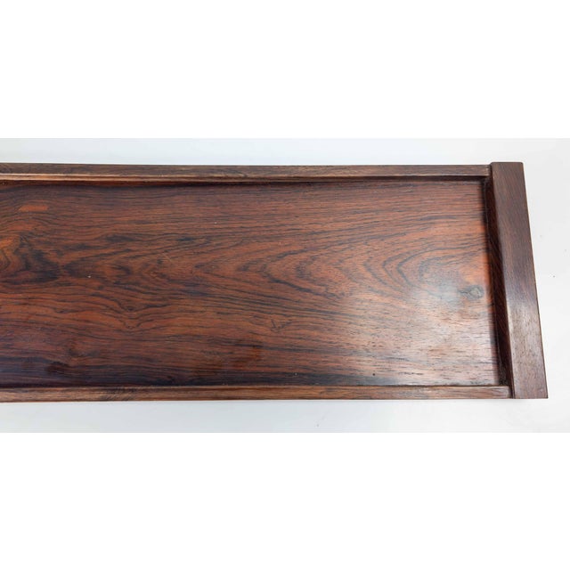 Brown Mid-Century Danish Modern Rosewood Serving Tray, Unsigned For Sale - Image 8 of 15