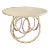 White Faux Shagreen Round Top on Large Gold Iron Overlapping Round Roxy Dining Table by Made Goods For Sale