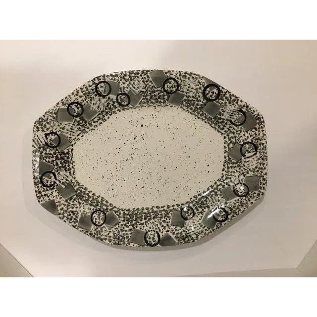 Late 20th Century A. Mallory Modern Black and White Geometric Serving Platter For Sale - Image 6 of 6