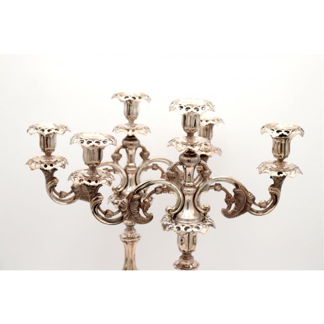 Silver 3-Light Candelabras with Cut-Out Sconces, Set of 2 For Sale - Image 6 of 8