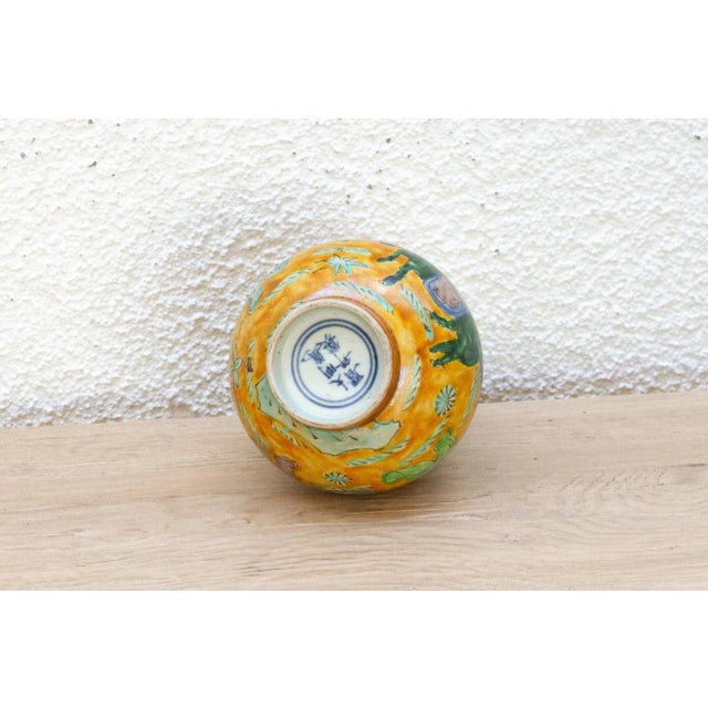 Yellow Antique Chinese Famille Rose Vase For Sale - Image 8 of 9