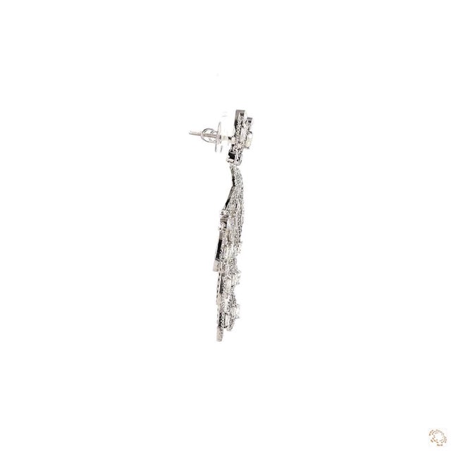 Metal 8.19 Carat Round Brilliant Cut Diamond Gold Earrings, Pair For Sale - Image 7 of 9