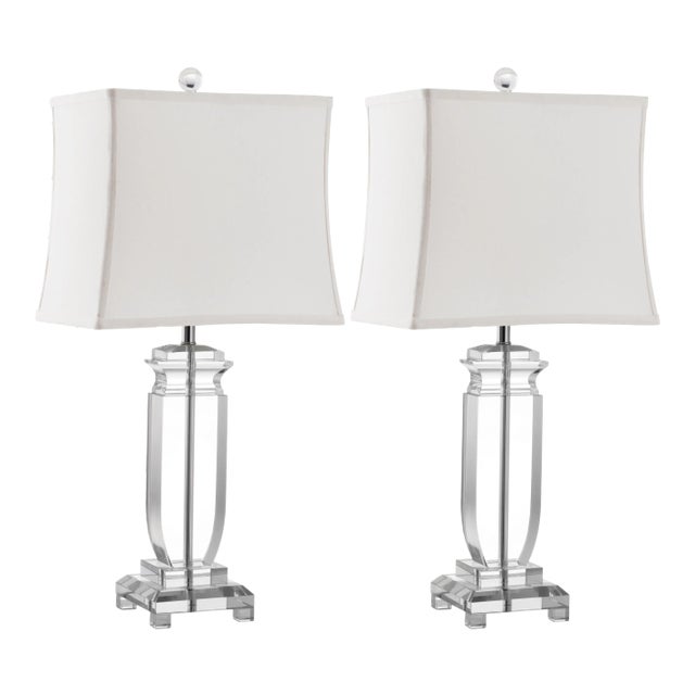 24 Inch H Crystal Table Lamp in Clear - a Pair For Sale