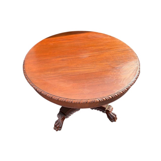 Antique 1930s Empire Style Dining Table Comes With 2 Leaves For Sale - Image 4 of 5