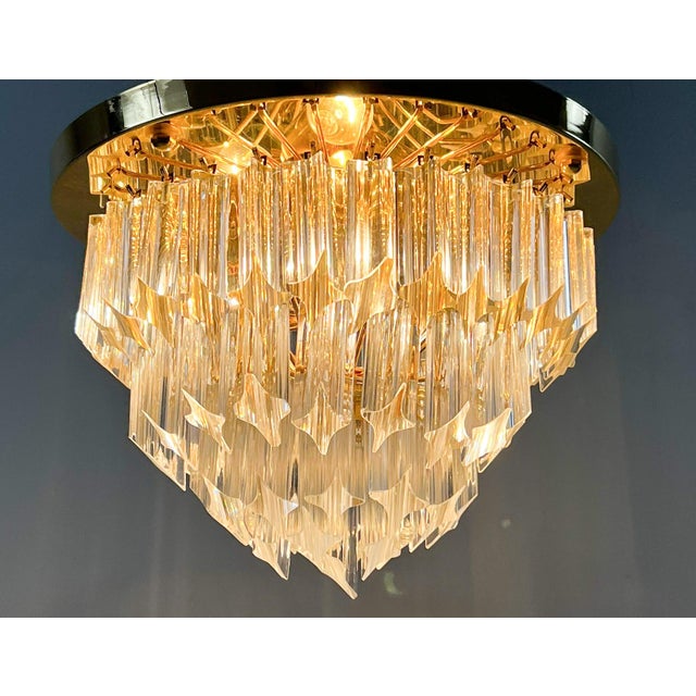Murano Glass Poliedri Flush Mount by Paolo Venini for Novaresi, 1970s, in Very Good conditions. Designed 1970 to 1979 I...