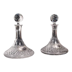 1950s Pair of Vintage English Glass Decanters