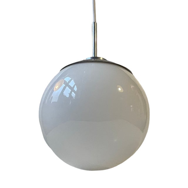 Bauhaus White Opaline Glass Pendant Lamp from Lyfa, 1930s For Sale