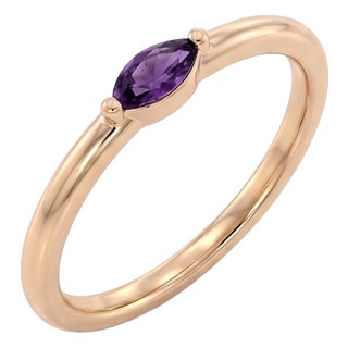 Natural Amethyst Stacking Ring - February Birthstone Ring - Dainty Minimalist Everyday Ring - Us 7 For Sale