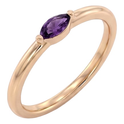 Natural Amethyst Stacking Ring - February Birthstone Ring - Dainty Minimalist Everyday Ring - Us 7 For Sale