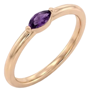 Natural Amethyst Stacking Ring - February Birthstone Ring - Dainty Minimalist Everyday Ring - Us 7