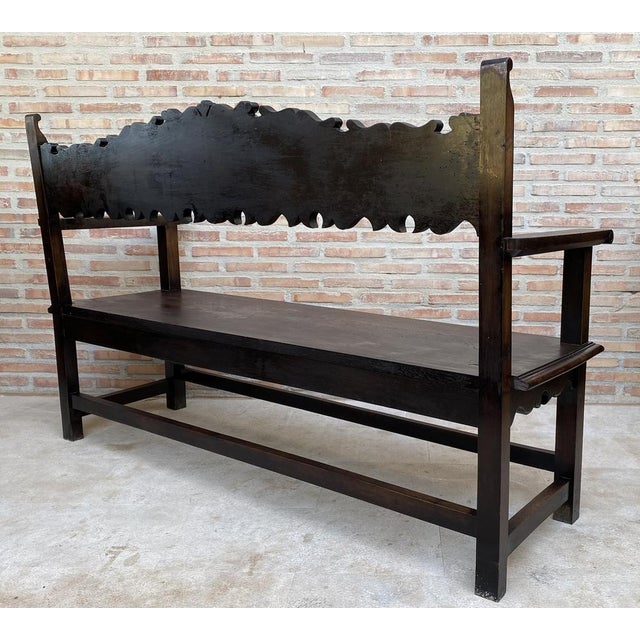 Vintage French Bench in Wood, 1920 For Sale - Image 13 of 16