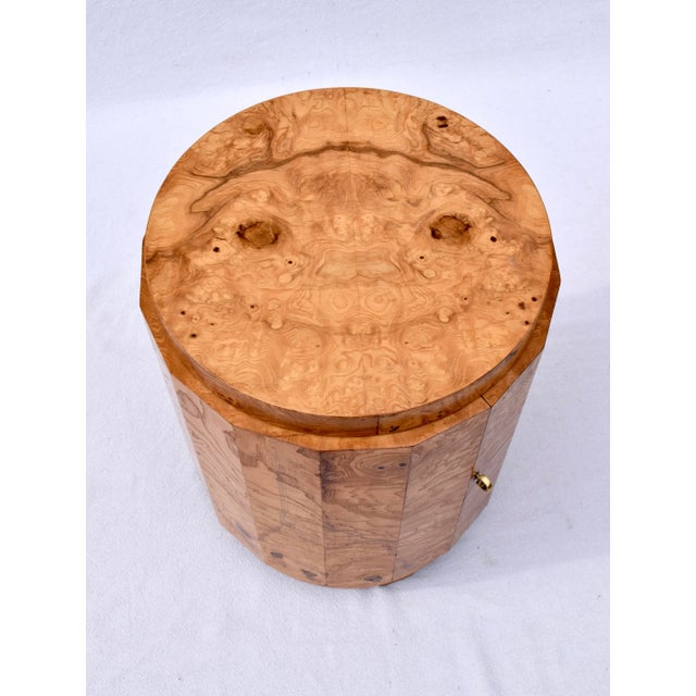 Edward Wormley Pedestal Bar Cabinet in Olive Burl Model 6302d For Sale - Image 9 of 12