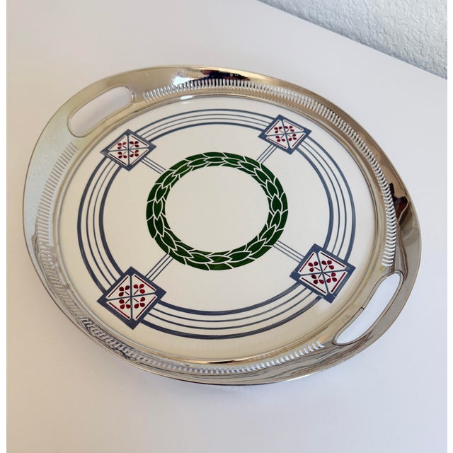 Secessionist Porcelain & Nickel Serving Tray, Early 1900s For Sale In Sacramento - Image 6 of 13